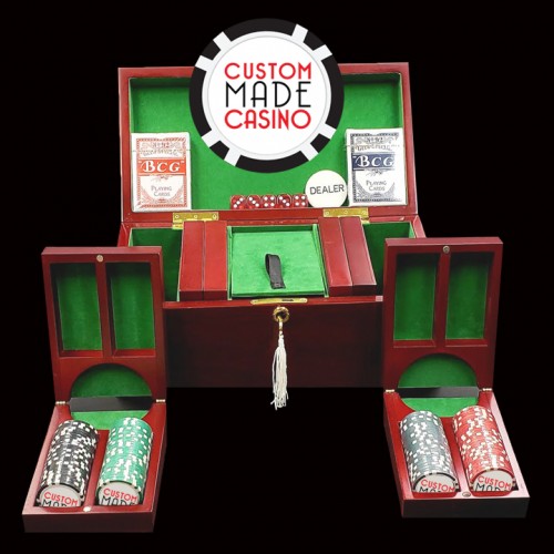 200 Luxury Custom Poker Chip Set - Cherry Wood Case