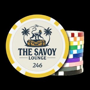 8 Stripe Custom Poker Chips – Full Color Logo + Sequential Numbering | Clay Composite 8 Stripe Custom Poker Chips – Full Color Logo + Sequential Numbering | Clay Composite