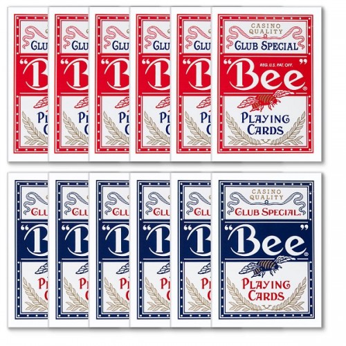 12 Bee Standard Index Playing Cards - Red & Blue