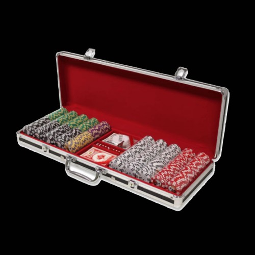 500 Ct Black Aluminum Poker Chip Case With Red Interior