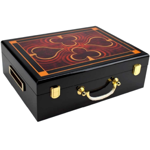 500 Ct. Luxury Ceramic Black Wooden Custom Poker Chip Set