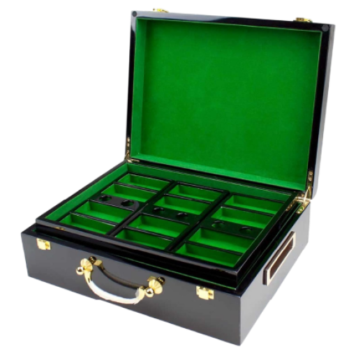 500 Ct. Luxury Ceramic Black Wooden Custom Poker Chip Set