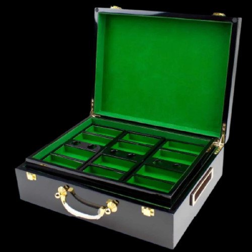 500 Ct. Black Wooden Poker Chip Case