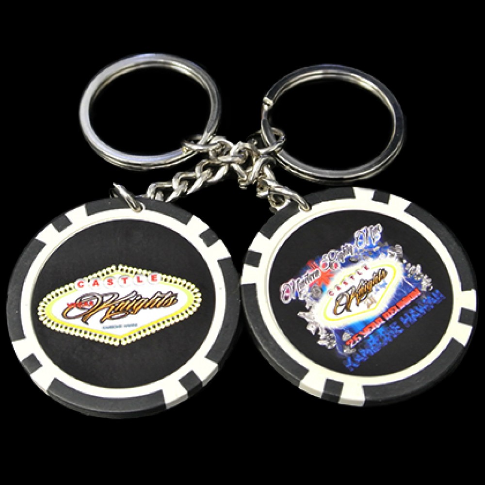 Custom Poker Chip Keychain 8 Stripe Poker Chip Keyring