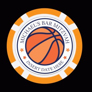 Bar Mitzvah Basketball Poker Chips - Design  Bar Mitzvah Basketball Poker Chips - Design