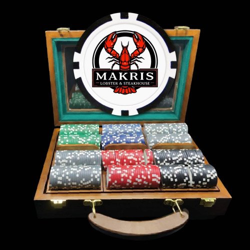 300 Ct. Walnut Luxury Custom Poker Chip Set - 8 Stripe