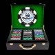 500 Ct. Luxury 6 Stripe Black Wooden Custom Poker Chip Set