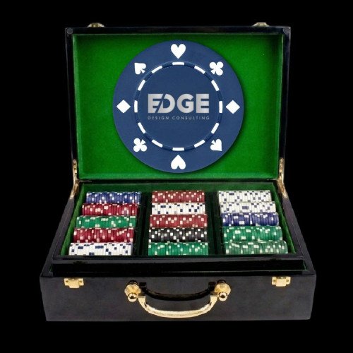 500 Ct. Luxury Suited Black Wooden Custom Poker Chip Set