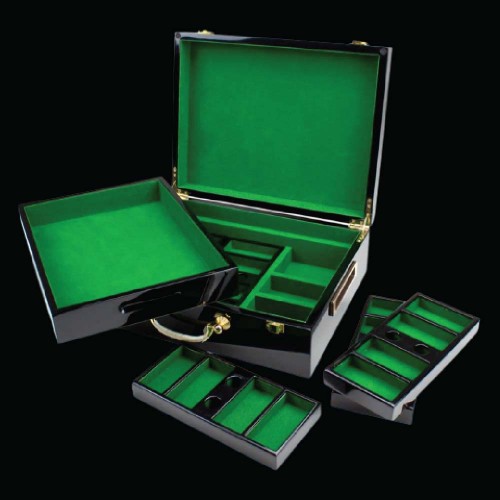 500 Luxury Custom Poker Chip Set - 8 Stripe Gloss Wooden Case