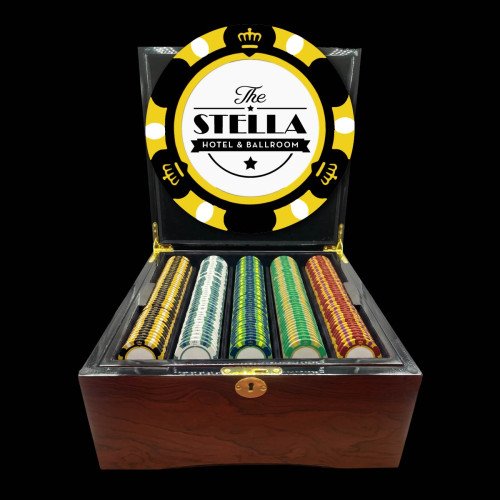 750 Ct. Grand Lux Glossy Wooden Mahogany Case - Monte Carlo
