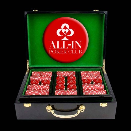 500 Ct. Luxury Ceramic Black Wooden Custom Poker Chip Set